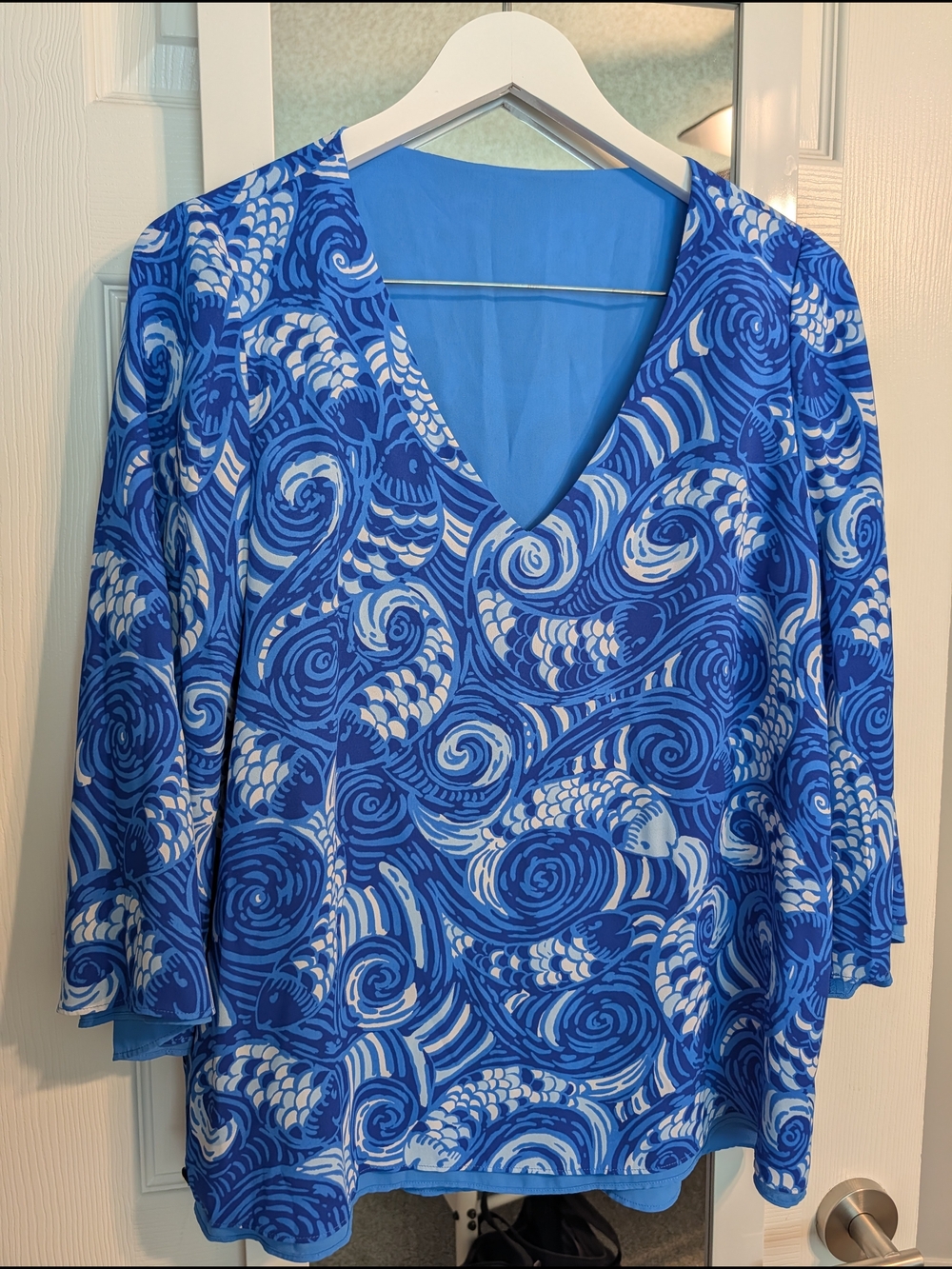 Lilly Pulitzer Florin Reversible Blouse In Blue Grotto